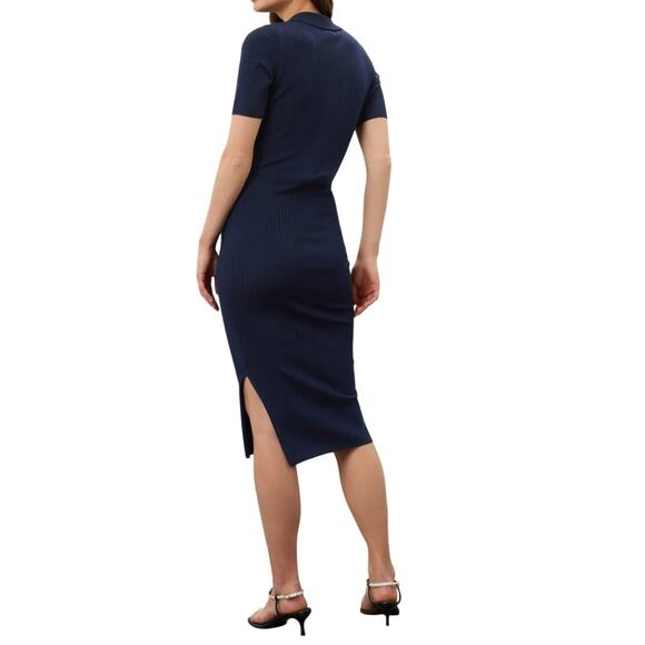 Ripe Maddy Knit Polo Maternity Dress in Navy, Size M - Picture 3 of 7